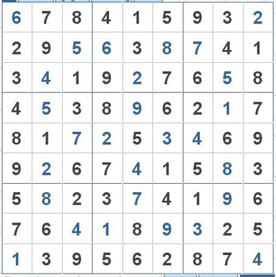 Mời các bạn thử sức với ô số Sudoku 2875 mức độ Khó 1