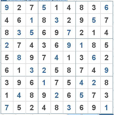 Mời các bạn thử sức với ô số Sudoku 2878 mức độ Khó 1