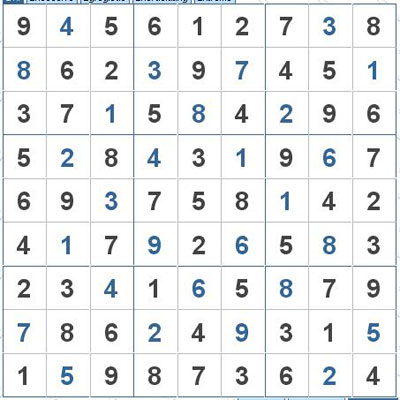 Mời các bạn thử sức với ô số Sudoku 2884 mức độ Khó 1