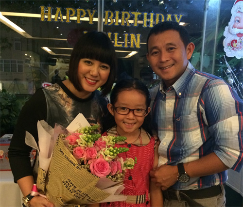 Ngọc Linh cùng chồng và con gái năm 2014  - Ảnh: Nghệ sĩ cung cấp