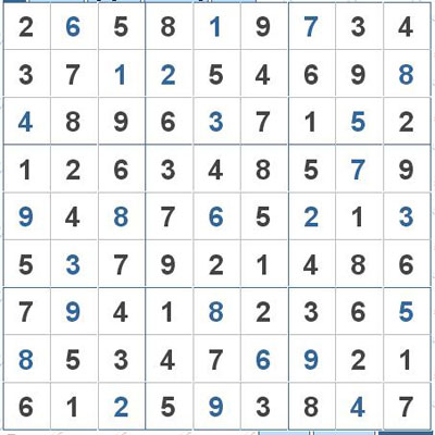 Mời các bạn thử sức với ô số Sudoku 2894 mức độ Khó 1