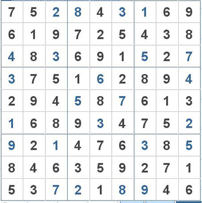 Mời các bạn thử sức với ô số Sudoku 2896 mức độ Khó 2
