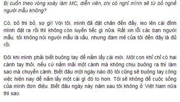 Phát ngôn sốc nhất tuần: siêu mẫu Phương Mai sợ gì  bỏ ngề người mẫu 1