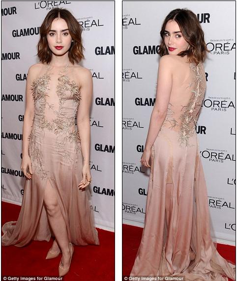 Ngôi sao Hollywood Lily Collins dịu dàng trong chiếc váy gợi cảm