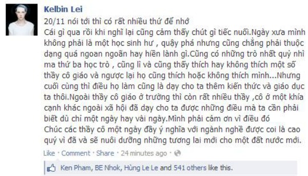Nghệ sĩ Việt đồng loạt chia sẻ tâm trạng, hình ảnh cũng như các ca khúc về ngày Nhà giáo Việt Nam 20.11 - 6