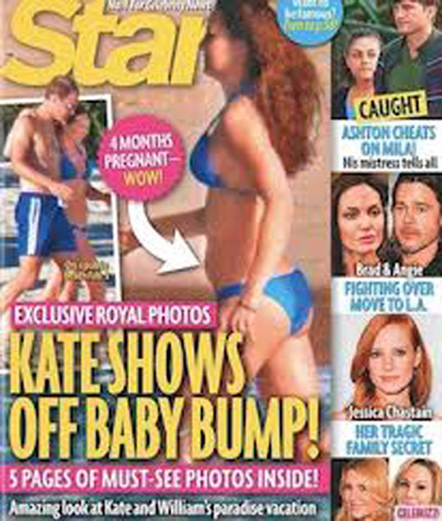 Ảnh bụng bầu 4 tháng tuổi của Kate bị tạp chí Chi đăng tải hồi đầu tháng nay