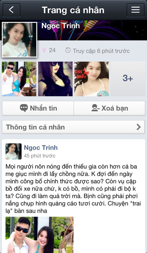 Ngọc Trinh “giải trình” trước tin đồn cặp kè thiếu gia