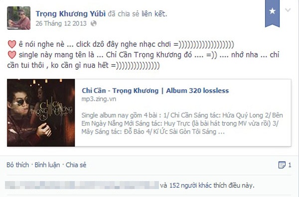 Một trong những dòng chia sẻ “hút like” của Trọng Khương. Ảnh chụp màn hình