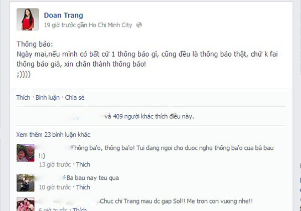 Đoan Trang chia sẻ khá hài hước trước ngày sinh nở