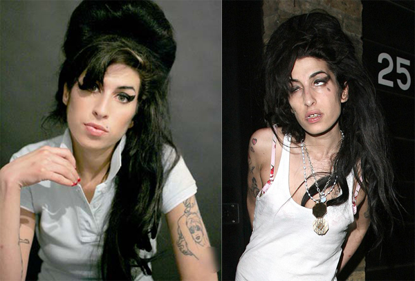 Từ khi dính líu đến chất gây nghiện, dường như tất cả những nét xấu của Amy Winehouse đều toát ra, để lại một vẻ ngoài ‘ghê sợ’ cho người hâm mộ - Ảnh: Reuters