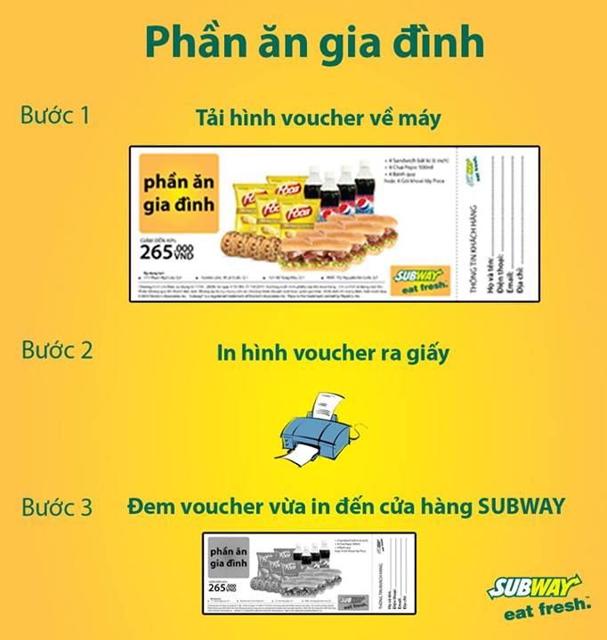 Phần ăn gia đình cho 4 người giảm 40% chỉ còn 265.000đ tại Subway 2