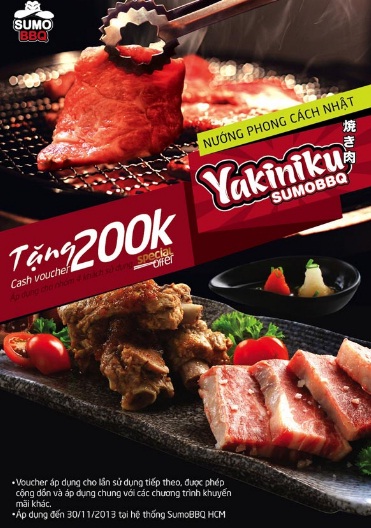 Tặng voucher 200k cho nhóm bạn 4 người sử dựng "Special Offer" tại SumoBBQ 1