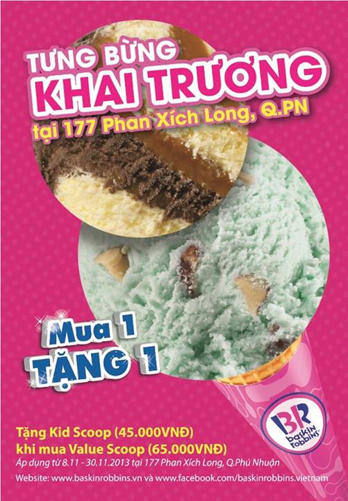 Tặng ngay 1 Kid scoop khi mua 1 Value scoop tại Baskin Robbins Phan X&iacute;ch Long  1