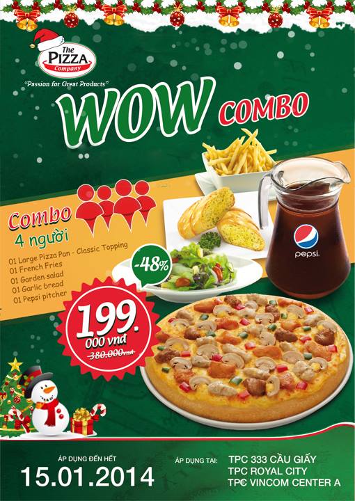 Wow Combo: Phần ăn dành cho 4 người chỉ còn 199.000đ tại The Pizza Company 1