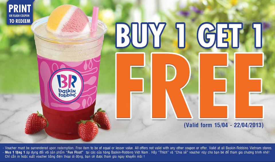 Mua 1 tặng 1 Fun Float tại Baskin Robbins 1