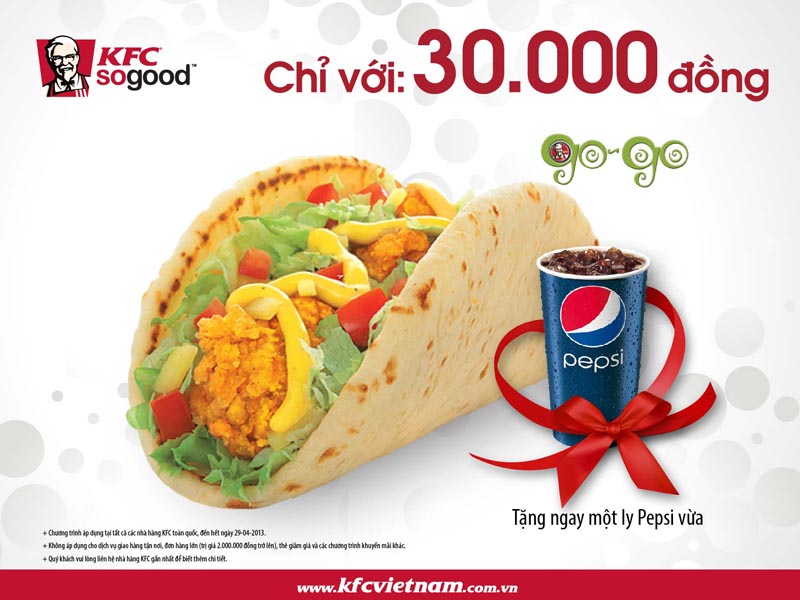 Thưởng thức bánh Go Go và Pepsi chỉ 30.000đ tại KFC 1