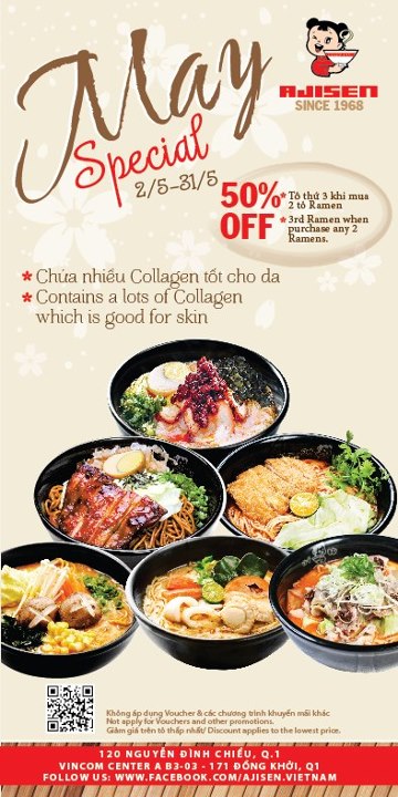 Giảm giá 50% cho món thứ 3 tại Ajisen Ramen 1