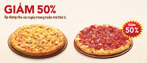Giảm 50% cho bánh pizza thứ 2 tại Pizza Hut Delivery 1