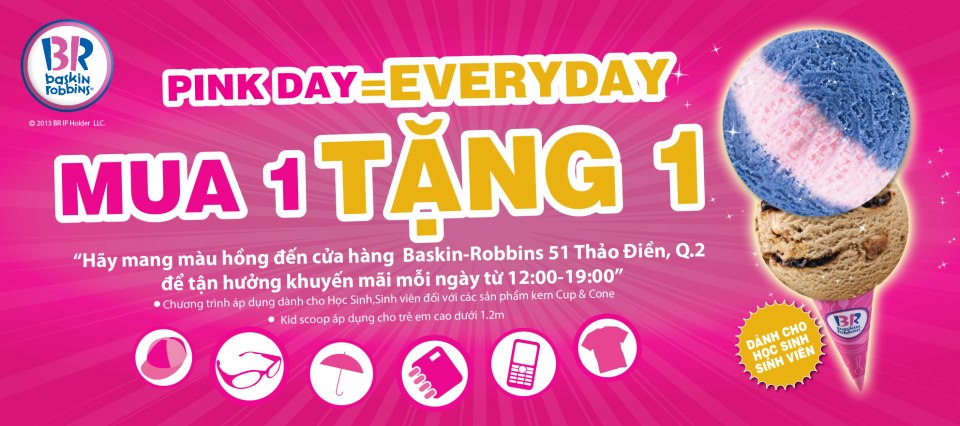 PINKDAY tại Baskin Robbins quận 02: Ưu đãi Mua 1 tặng 1 dành cho Sinh viên - Học sinh 1