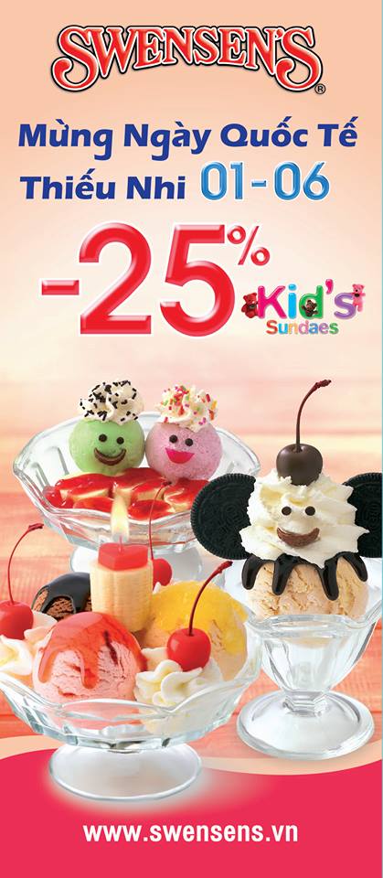 Mừng Quốc tế Thiếu nhi: Giảm 25% cho Kid's Sundaes tại chiuỗi kem Swensen's 1