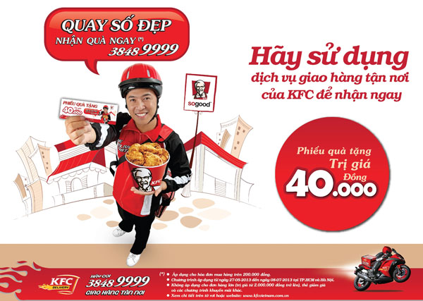 Hãy sử dụng dịch vụ giao hàng tận nơi của KFC để nhận ngay 40.000đ 1