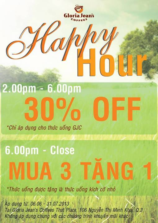 Happy Hour: Nhiều ưu đãi đặc biệt tại Gloria Jean's Nguyễn Thị Minh Khai từ 2h chiều 1