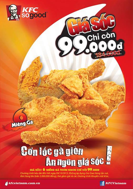 Cơn lốc gà giòn - Ăn ngon giá sốc: 6 miếng gà thơm ngon chỉ với 99.000đ tại KFC 1