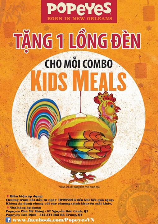 Mừng Trung thu: tặng 1 lồng đèn cho mỗi combo Kids Meals tại Popeyes 1