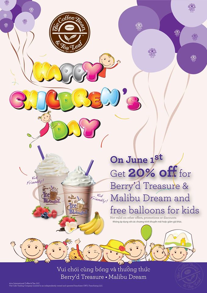 Vui chơi cùng bóng, thưởng thức Berry'd Treasure và Malibu dream với mức giá ưu đãi 20% trong ngày 1.6 tại Coffee Bean 1