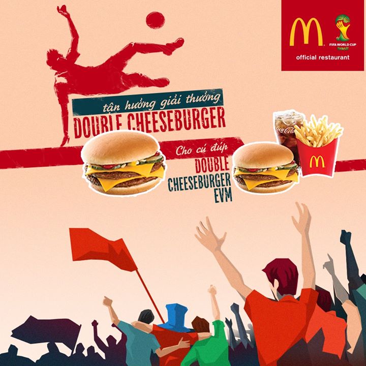 Nhận ngay thêm một Double Cheeseburger khi mua 1 phần EVM lớn Double Cheeseburger tại McDonald's 1