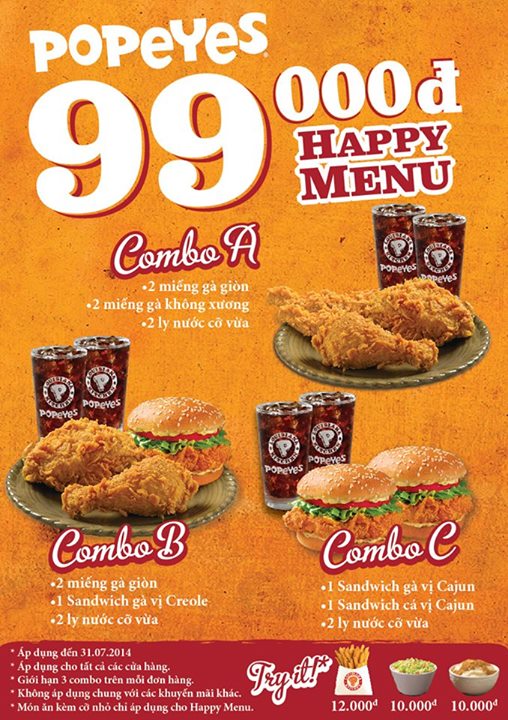 Thưởng thức 'Happy Menu' chỉ với 99.000đ tại Popeyes 1