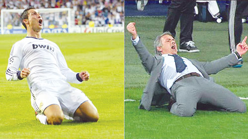 Ronaldo và HLV  Mourinho vỡ òa trong niềm vui sau chiến thắng đầy kịch tính 