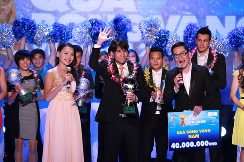 Quốc Anh và Kiều Trinh giành danh hiệu Quả bóng vàng Việt Nam 2012