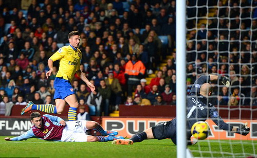Olivier Giroud ghi bàn giúp Arsenal thắng Aston Villa 2-1
