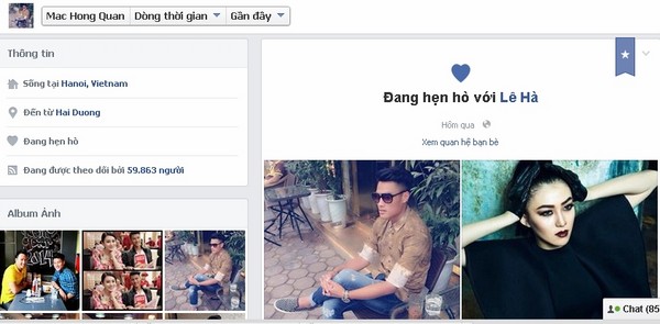 Quân công khai chuyện tình cảm trên Facebook - Ảnh nhân vật cung cấp