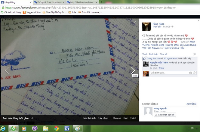 Dân mạng 'like' mạnh với bức thư của nữ sinh Hải Phòng gởi Văn Toàn