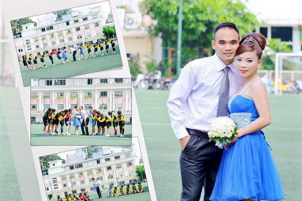 Ảnh cưới đậm chất bóng đá của nữ tuyển thủ Kim Hồng và người bạn đời Phú Kiện - Ảnh do nhân vật cung cấp