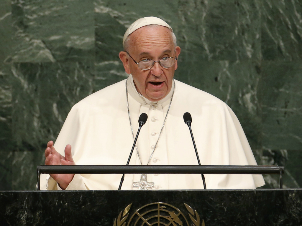 Giáo hoàng phát biểu tại Liên Hiệp Quốc ngày 25.9 - Ảnh: Reuters