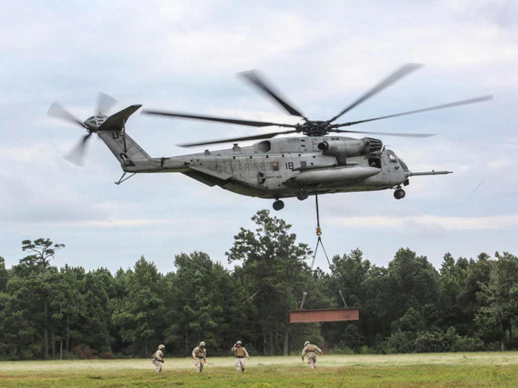 Một chiếc trực thăng CH-53E Super Stallion tại căn cứ Lejeune (bang North Carolina) của Thuỷ quân lục chiến Mỹ - Ảnh: Bộ Quốc phòng Mỹ
