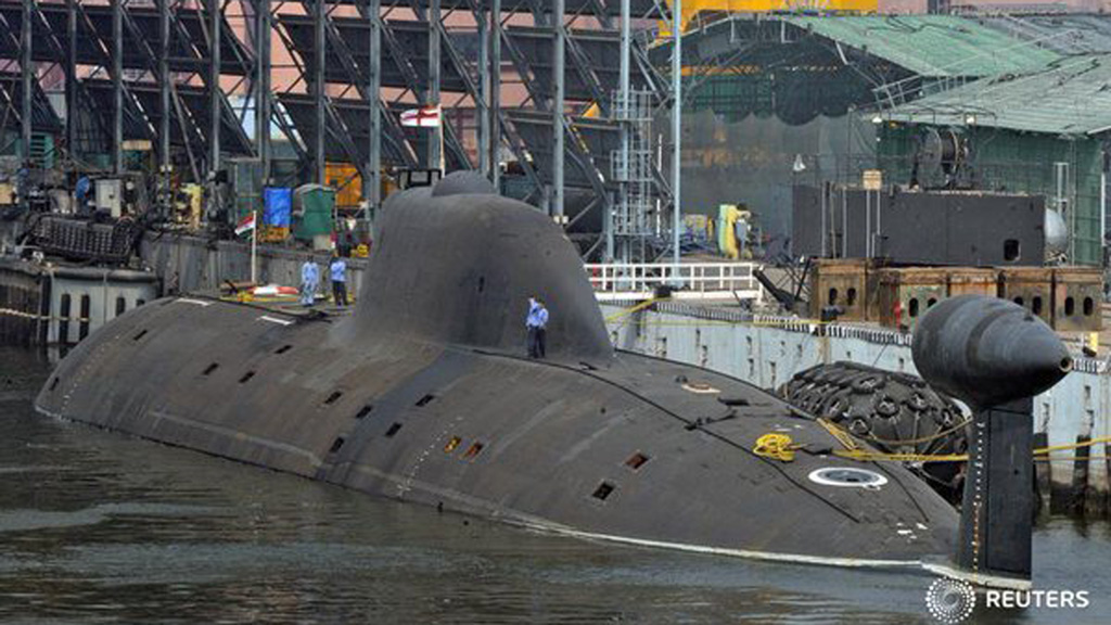 Tàu ngầm INS Arihant là chiếc tàu ngầm hạt nhân tự đóng đầu tiên của Ấn Độ, dựa trên mẫu tàu ngầm lớp Akula-1 của Nga - Ảnh: Reuters