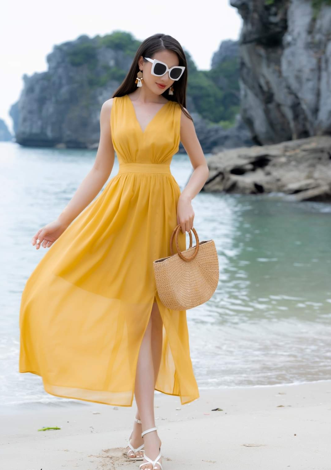 Đầm Bèo Tầng, Váy Maxi Đi Biển V47, Chất Voan Mềm Mướt, Mầu Vàng, Tuyệt  Phẩm Cho Tín Đồ Sống Ảo, Mẫu Hot Nhất Hè 2021 | Shopee Việt Nam