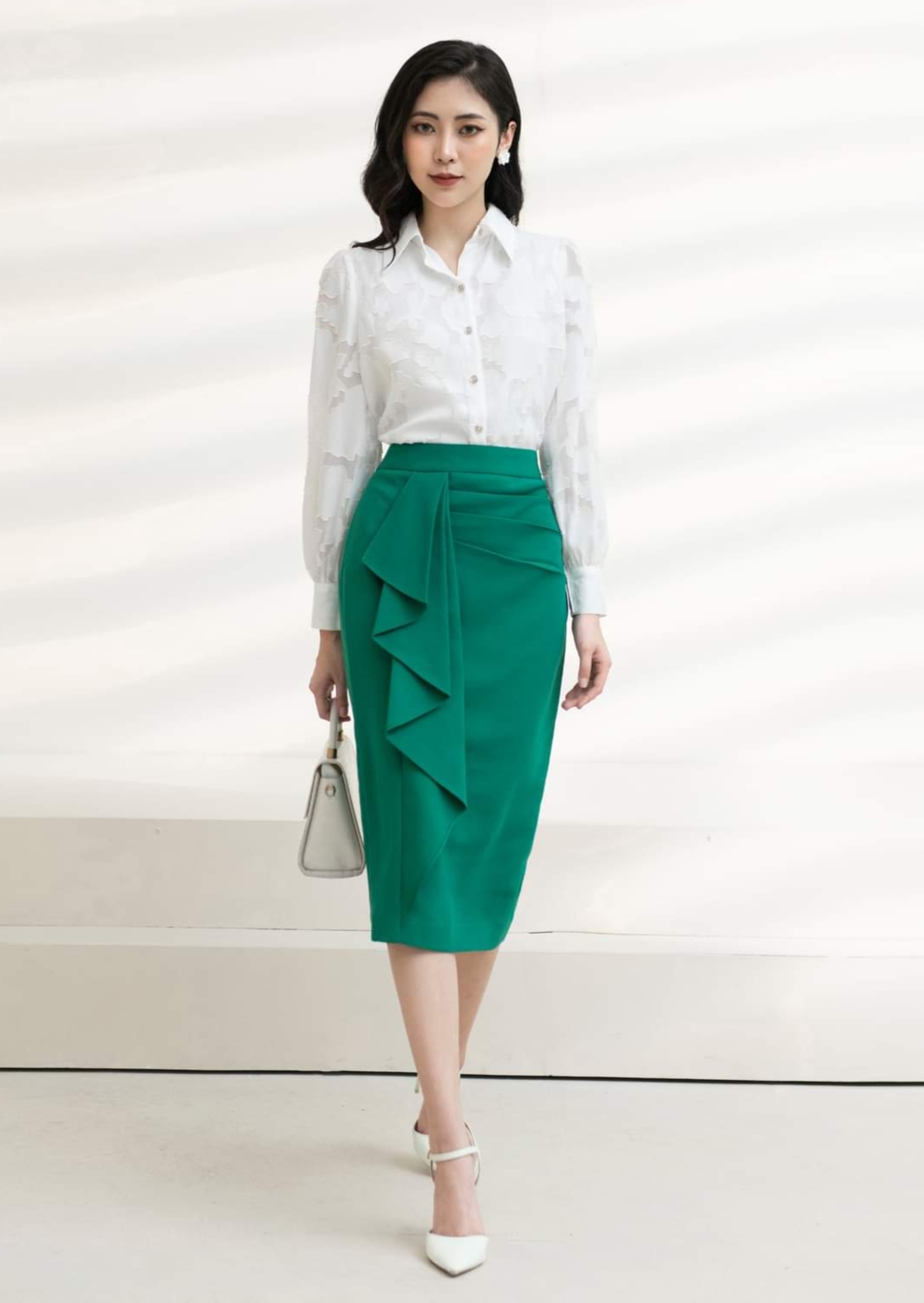 Chân váy quấn vải cotton - Màu xanh lá - Ladies | H&M VN