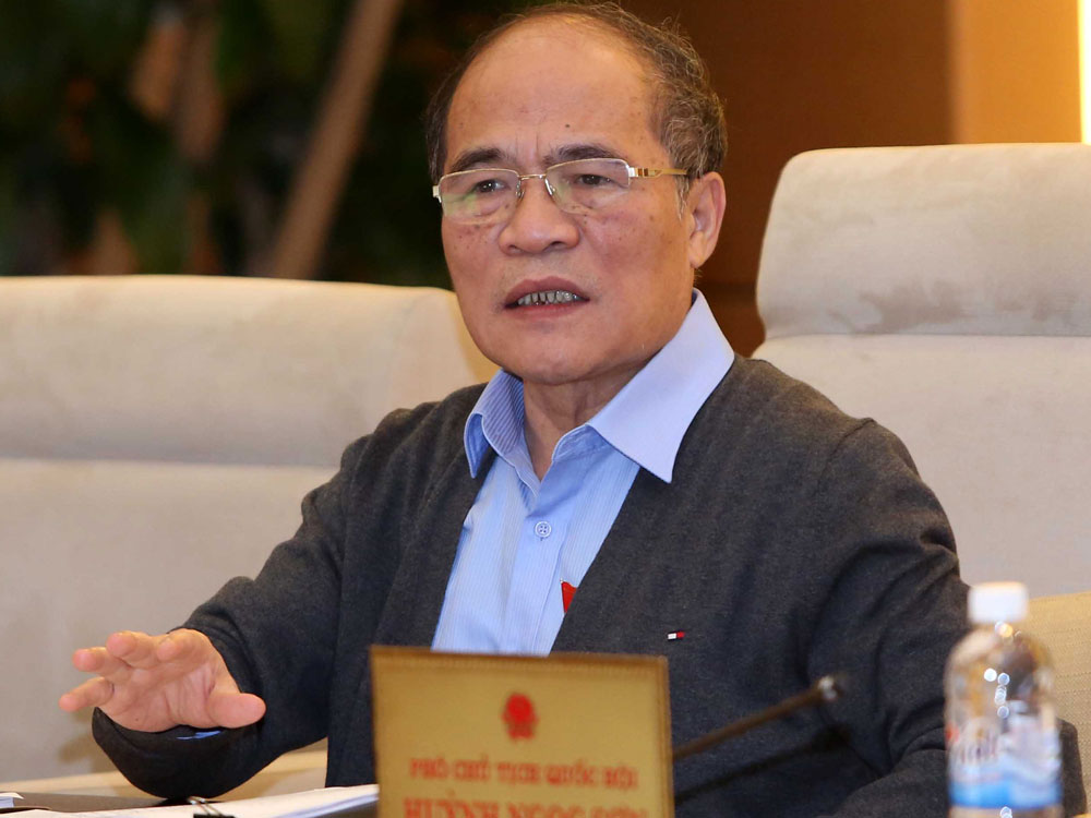 Chủ tịch Quốc hội Nguyễn Sinh Hùng phát biểu tại Phiên họp thứ 42 của Ủy ban Thường vụ Quốc hội - Ảnh: TTXVN