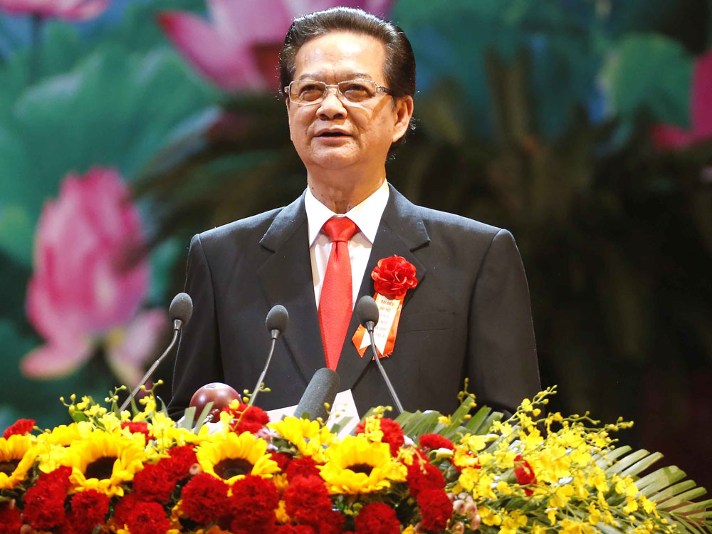 Thủ tướng Nguyễn Tấn Dũng, Chủ tịch Hội đồng Thi đua - Khen thưởng T.Ư phát động thi đua giai đoạn 2016 – 2020 - Ảnh: TTXVN