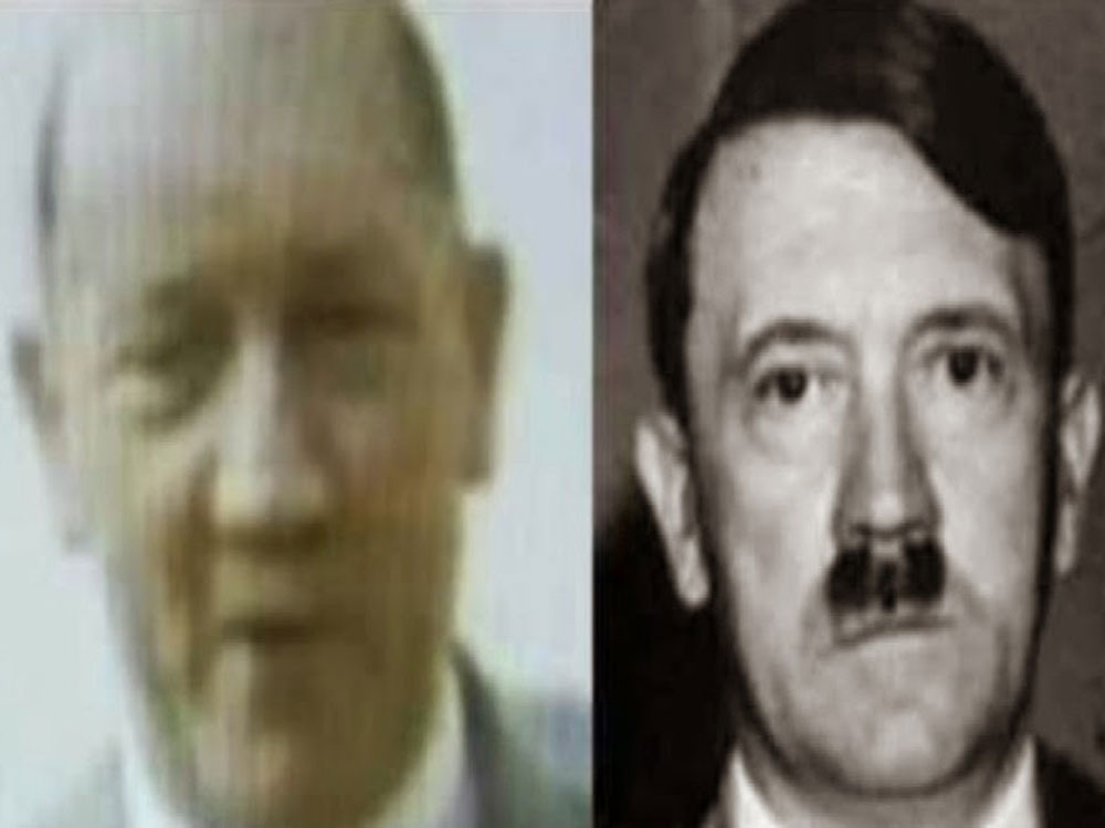 Hình ảnh được cho là Hitler lúc sống tại Argentina (trái) so với hình ảnh của Hitler - Ảnh: Twicsy