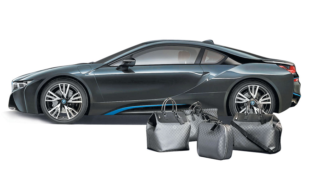 BMW i8 và bộ túi da sang trọng của Louis Vuitton - Ảnh: L.V