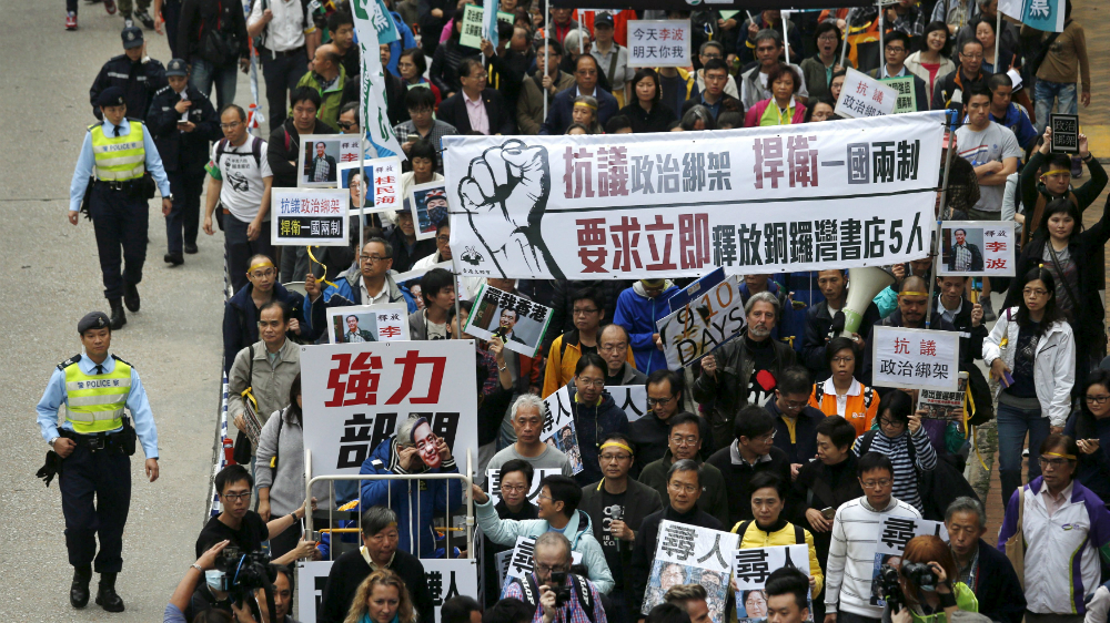 Cuộc biểu tình ngày 10.1 ở Hồng Kông - Ảnh: Reuters