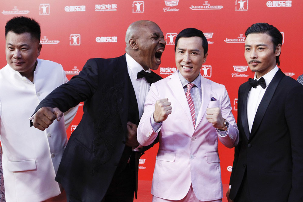 ‘Diệp Vấn 3’ có sự tham gia của Trương Thiên Chí, Chân Tử Đan và Mike Tyson (từ phải qua) - Ảnh: AFP