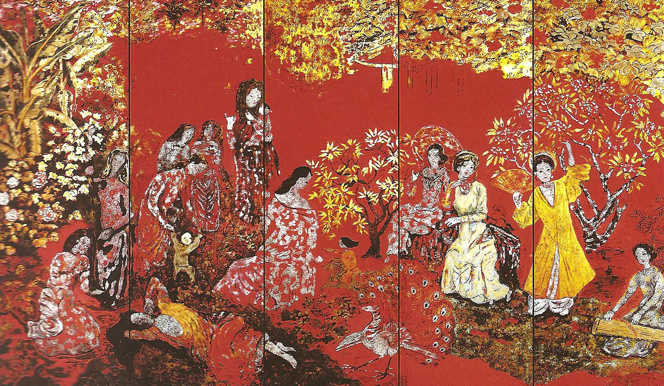 Tác phẩm tranh sơn mài Vườn xuân Trung Nam Bắc nổi tiếng của họa sĩ Nguyễn Gia Trí	- Ảnh: T.L