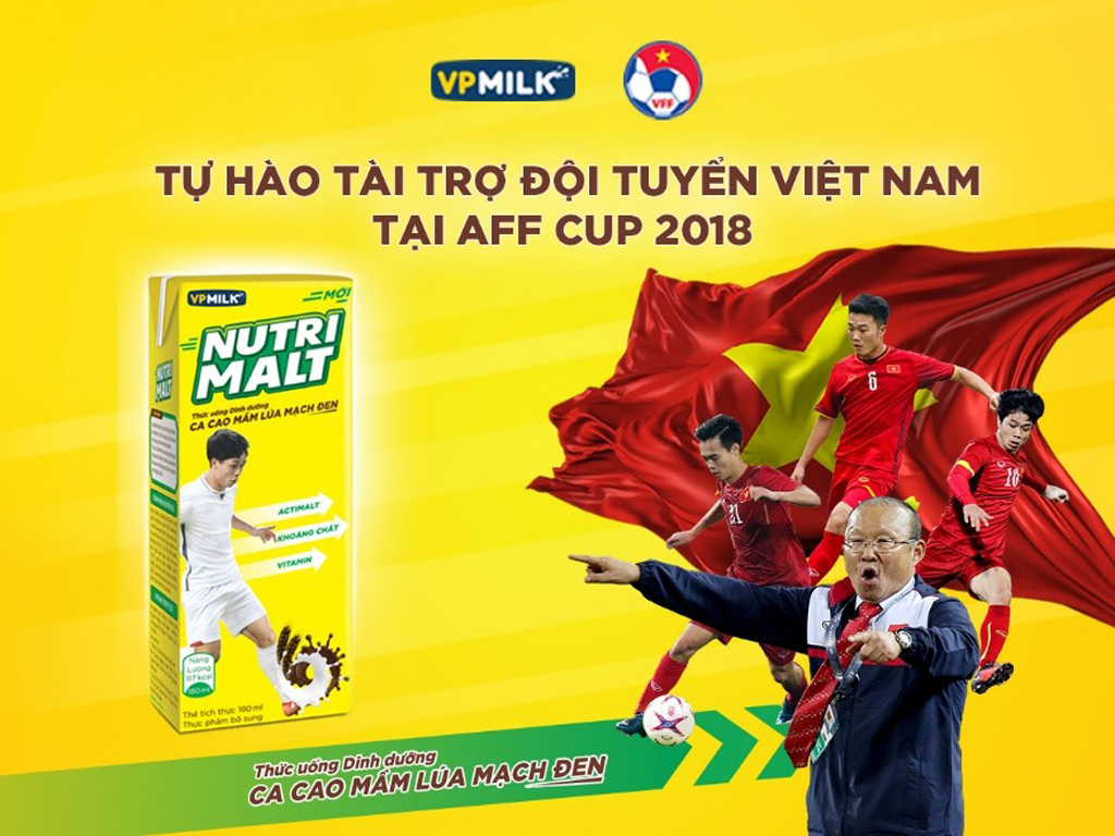 Uống NUTRIMALT, nạp năng lượng cùng bứt phá với Đội tuyển bóng đá Việt Nam tại AFF Cup 2018 các bạn nhé